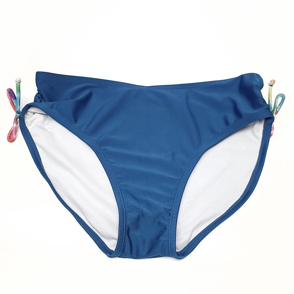 Cat & Jack Girls Bikini Bottom Size Xl 14 / 16 Blue Solid Side Tie Swimwear